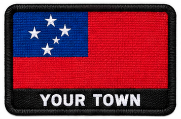 Personalised Samoa embroidered flag patch with example YOUR TOWN text