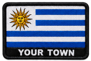 Personalised Uruguay embroidered flag patch with example YOUR TOWN text