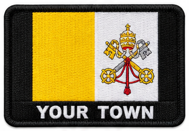 Personalised Vatican City embroidered flag patch with example YOUR TOWN text
