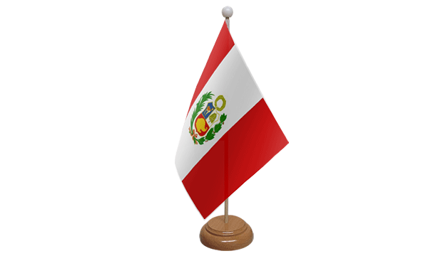 Flagmania Peru Crest wooden hand flags, 9x6 inch, pack of 12, no bases