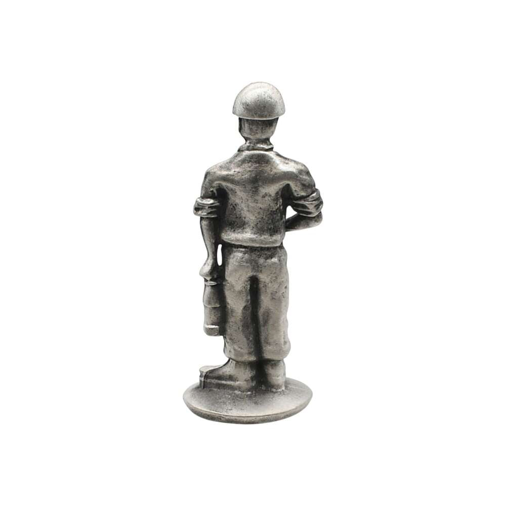 English made pewter coal miner ornament rear view