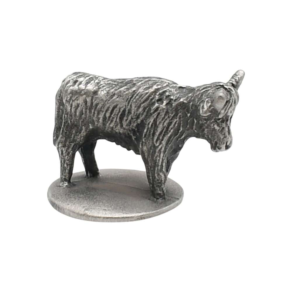 English pewter Heilan Coo Highland cow ornament second view