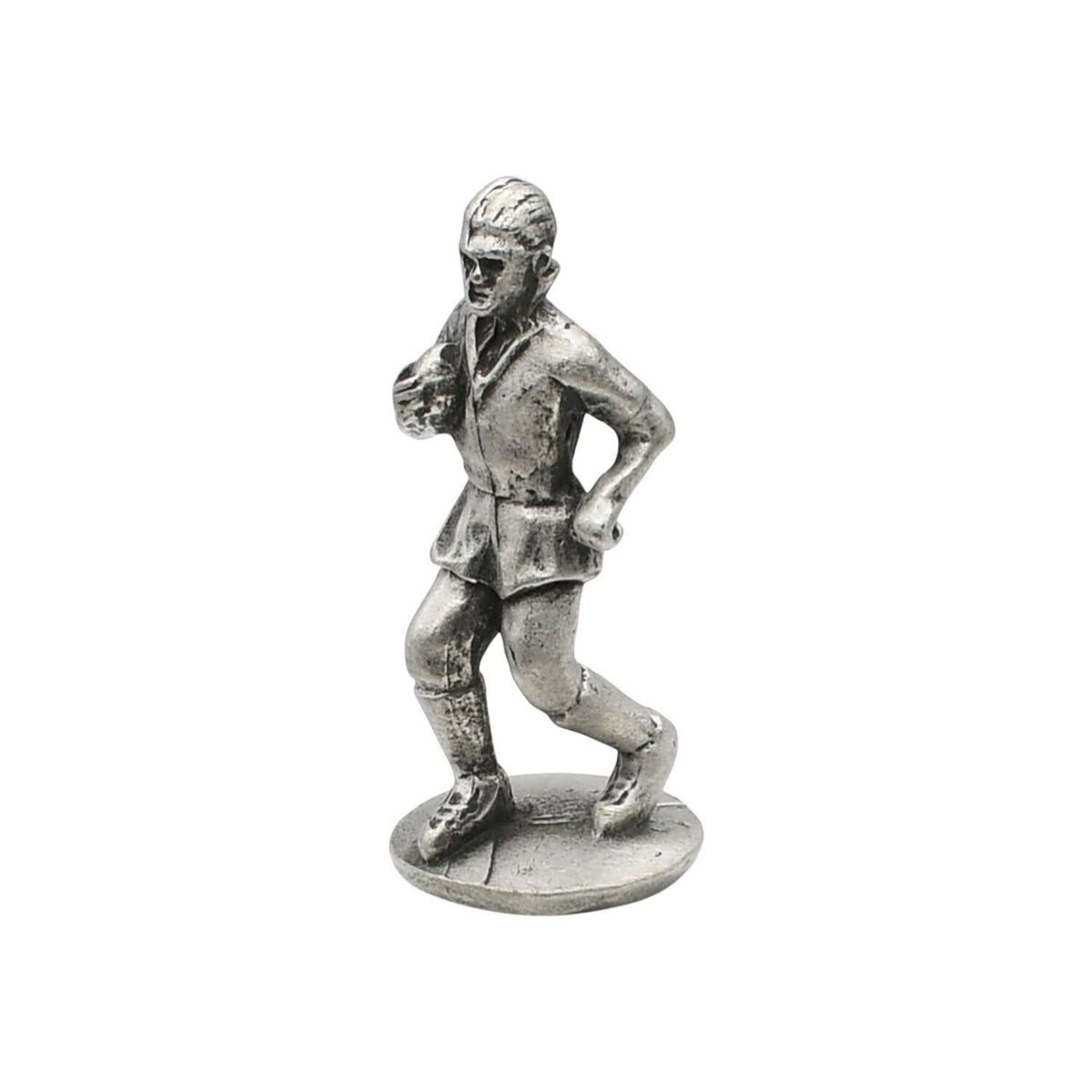 English made pewter rugby player ornament front