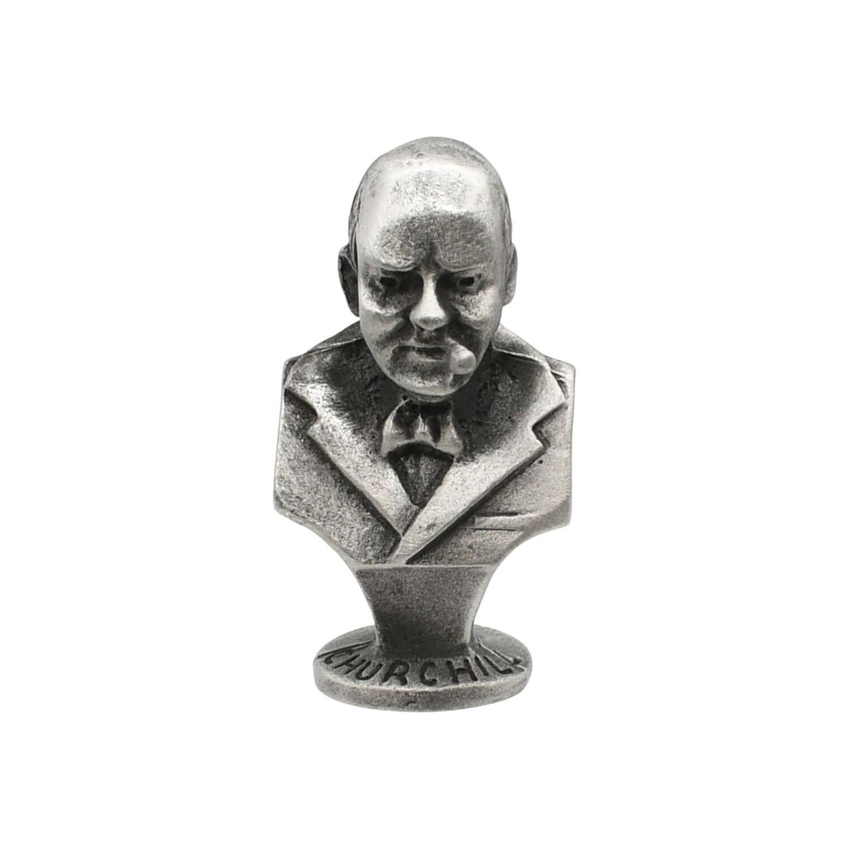 English made pewter Winston Churchill bust ornament front with name