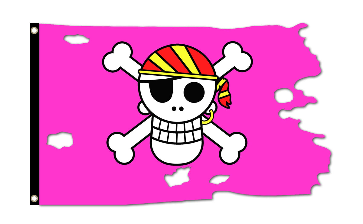 Flagmania Pirate Shaped Pink (B) 5ft x 3ft Polyester Flag
