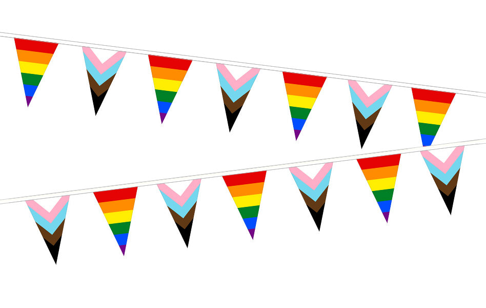 Flagmania Progress And Rainbow (Alternating) Triangle Bunting (15m Length)