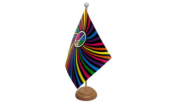 Flagmania Rainbow Swirl wooden hand flags, 9x6 inch, pack of 12, no bases