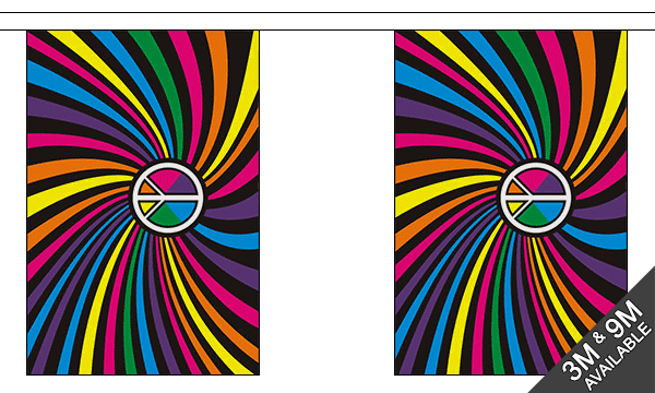 Rainbow Swirl 3 metre bunting, 10 flags - Flagmania