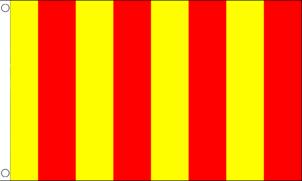 Flagmania Red and Yellow Striped 3ft x 2ft Polyester Flag on white background