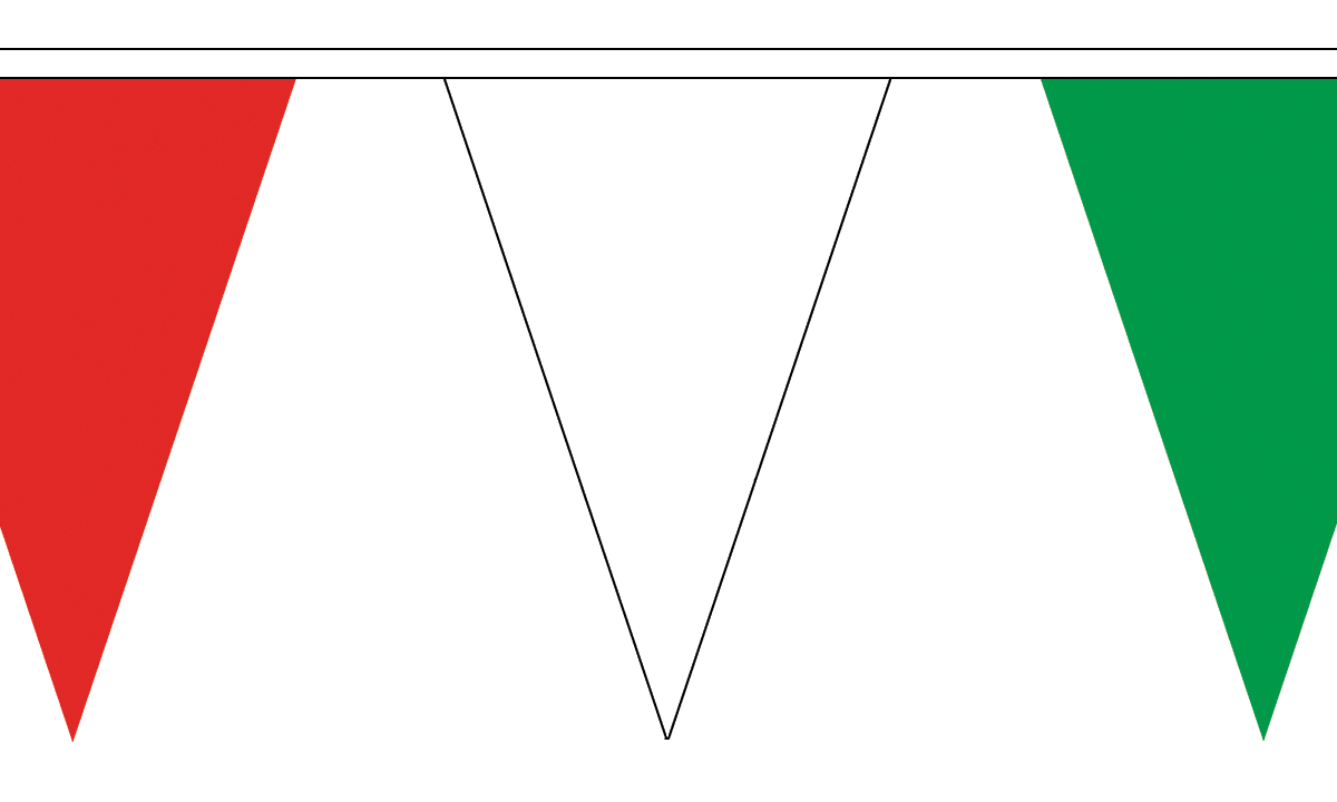 Red, White and Green Triangle 12 metre bunting by Flagmania