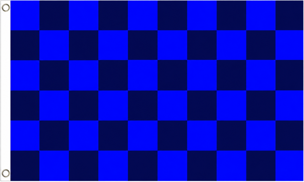 Royal blue and navy blue chequered flag, 5ft x 3ft