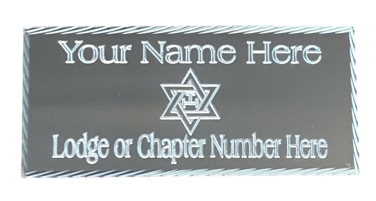 (MP35) 55mm x 25mm Personalised Masonic Royal Arch Diamond Cut Silver Case Plate