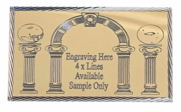 (MP19) Personalised 60 mm x 35 mm Gold Masonic Keystone Arch Case Name Plate