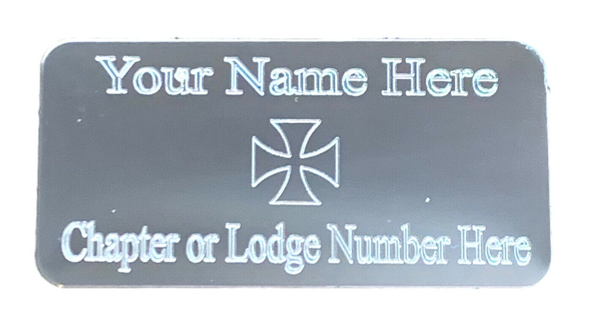 (MP23) 50 mm x 25 mm Personalised Masonic Knights Templar Silver Case Plate