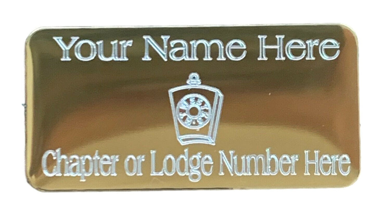 (MP26) 50 mm x 25 mm Personalised Masonic Mark Keystone Gold Case Plate