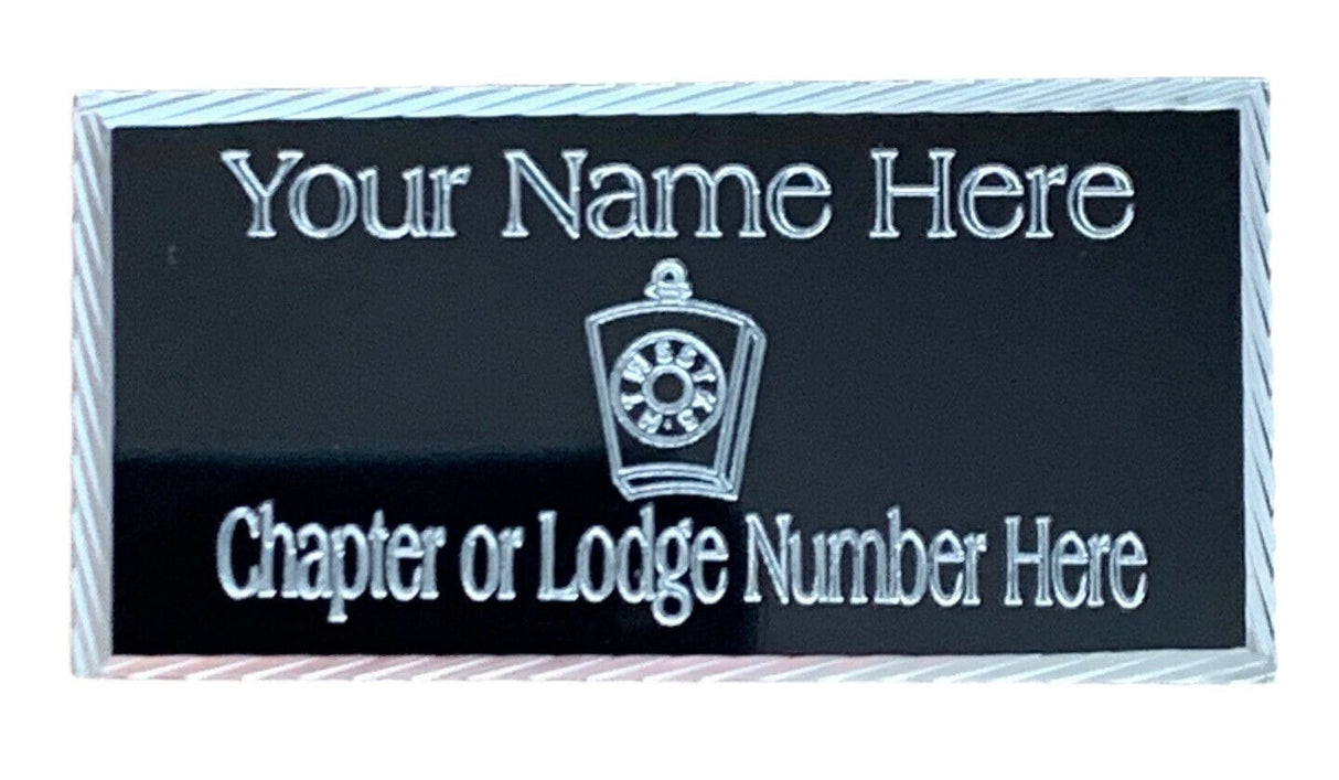 (MP28) 50mm x 25mm Personalised Black Masonic Keystone Case Plate