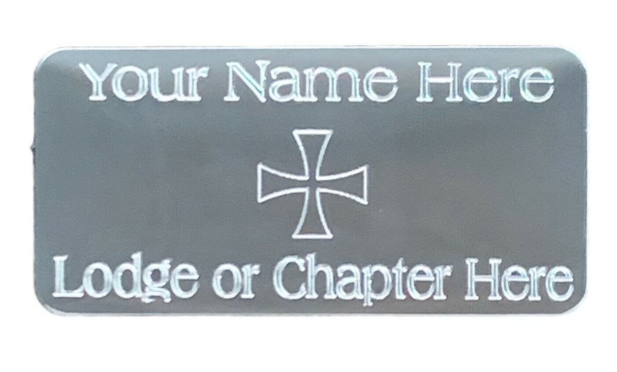(MP37) 50 mm x 25 mm Personalised Masonic Preceptory Silver Case Plate