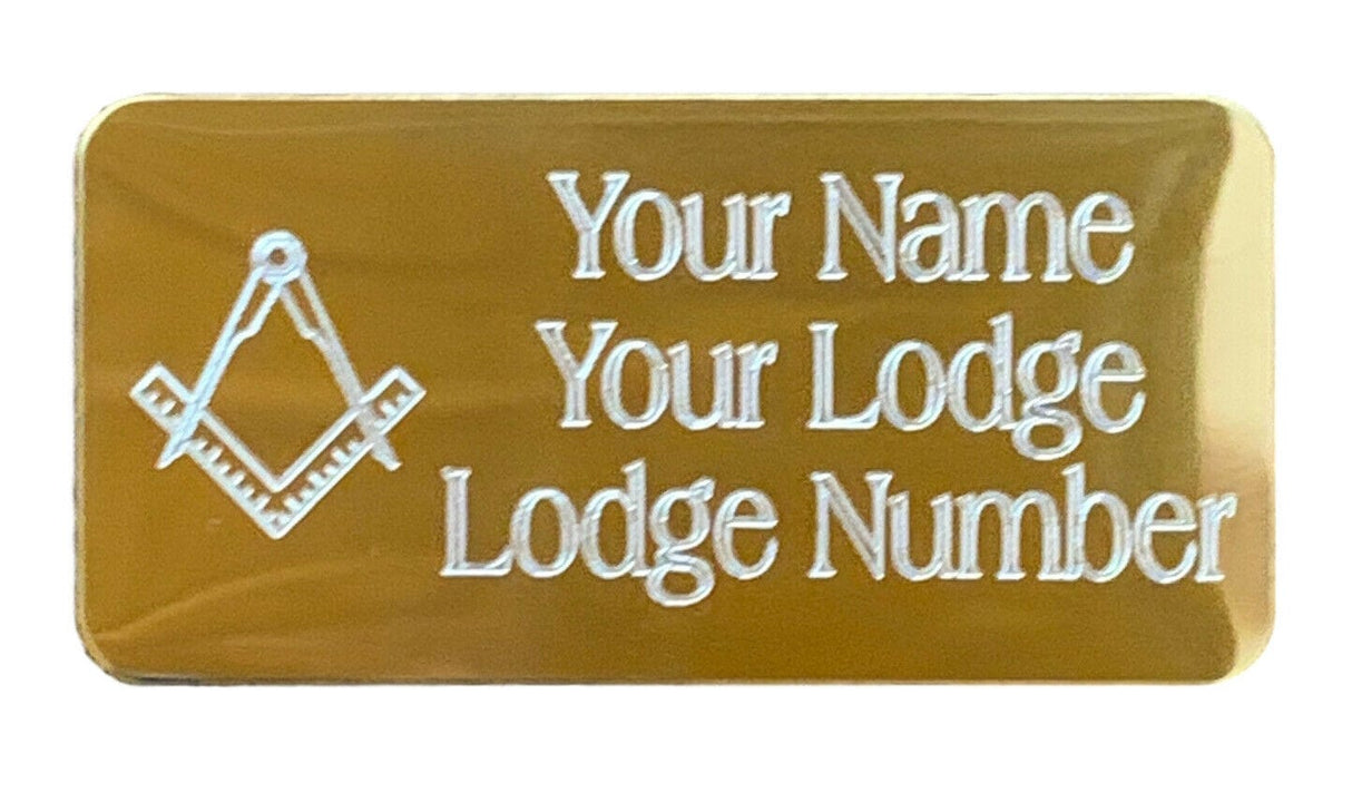(MP43) 50mm x 25mm Personalised Gold Masonic Case Plate No G