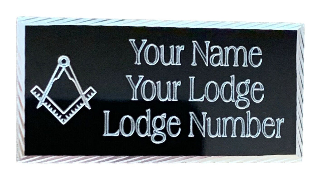 (MP45) 50mm x 25mm Personalised Black Masonic Case Plate No G