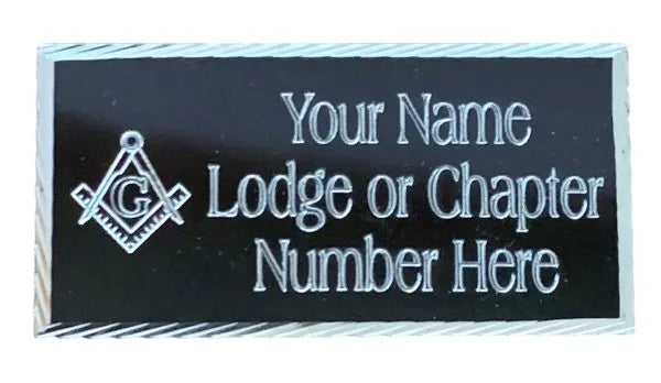 (MP02) 55mm x 25mm Personalised Black Masonic Case Plate With G