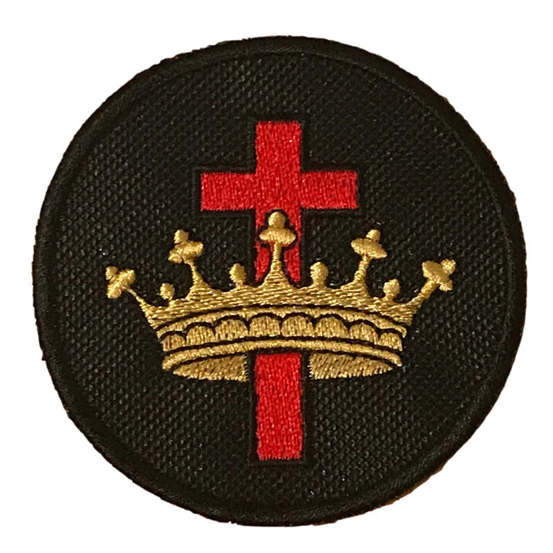 Masonic Knights Templar Cross And Crown Embroidered Sew / Iron on Patch 70mm x 70mm