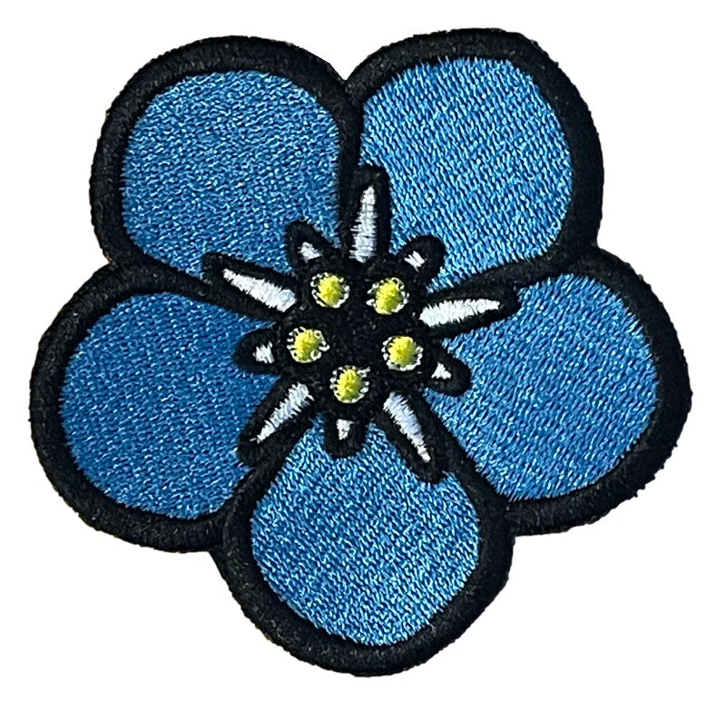 Masonic Forget Me Not Flower Embroidered Sew / Iron on Patch 70mm x 70mm