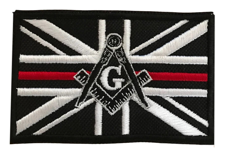 Freemason Masonic Thin Red Line With G Embroidered Sew / Iron on Patch 90mm x 60mm