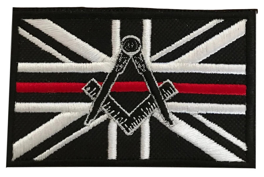 Masonic No G Thin Red Line Embroidered Sew / Iron on Patch 90mm x 60mm