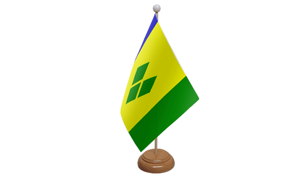 Flagmania Saint Vincent wooden hand flags, 9x6 inch, pack of 12, no bases