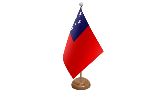 Flagmania Samoa (Western) wooden hand flags, 9x6 inch, pack of 12, no bases