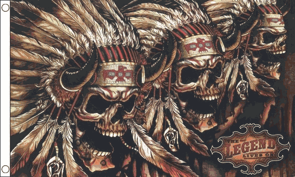 Flagmania Skull Indian 5ft x 3ft Polyester Flag