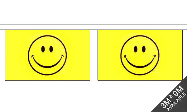 Flagmania Smiley Face Horizontal Bunting, 9 metre bunting