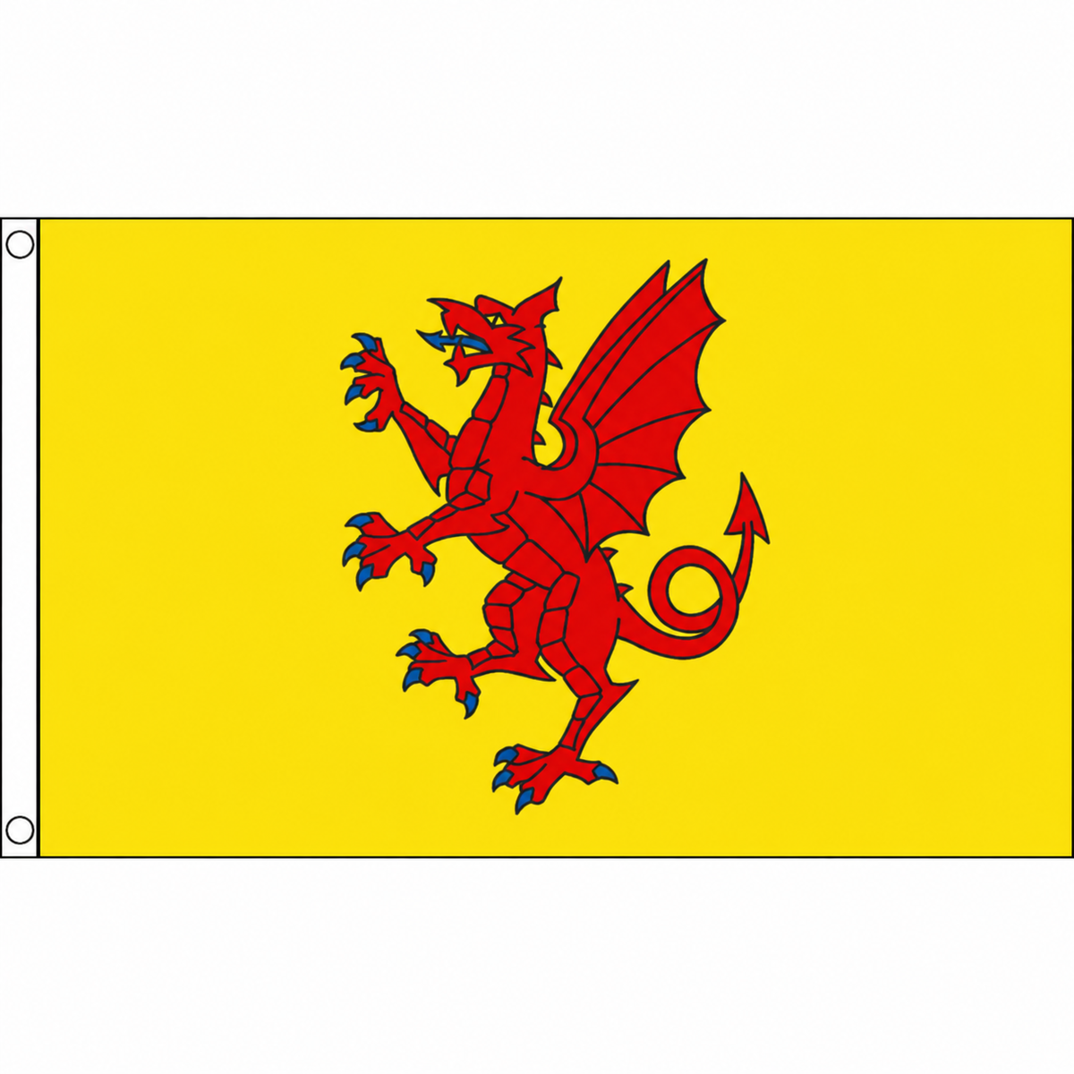 Somerset new county flag with red dragon on yellow, 5ft x 3ft