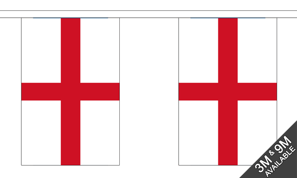 St George (England) 3 metre bunting, 10 flags - Flagmania