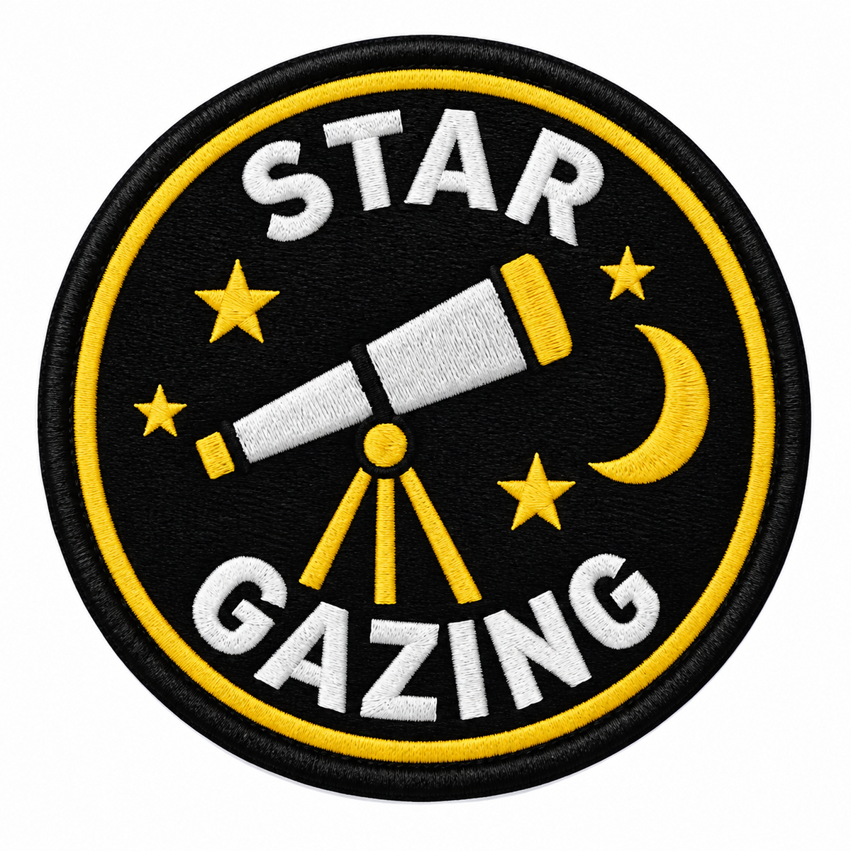 Star Gazing - Telescope and Moon 80mm embroidered patch