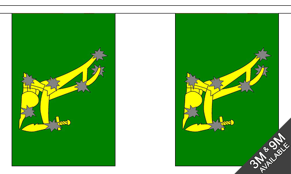 Starry Plough Green 3 metre bunting, 10 flags - Flagmania