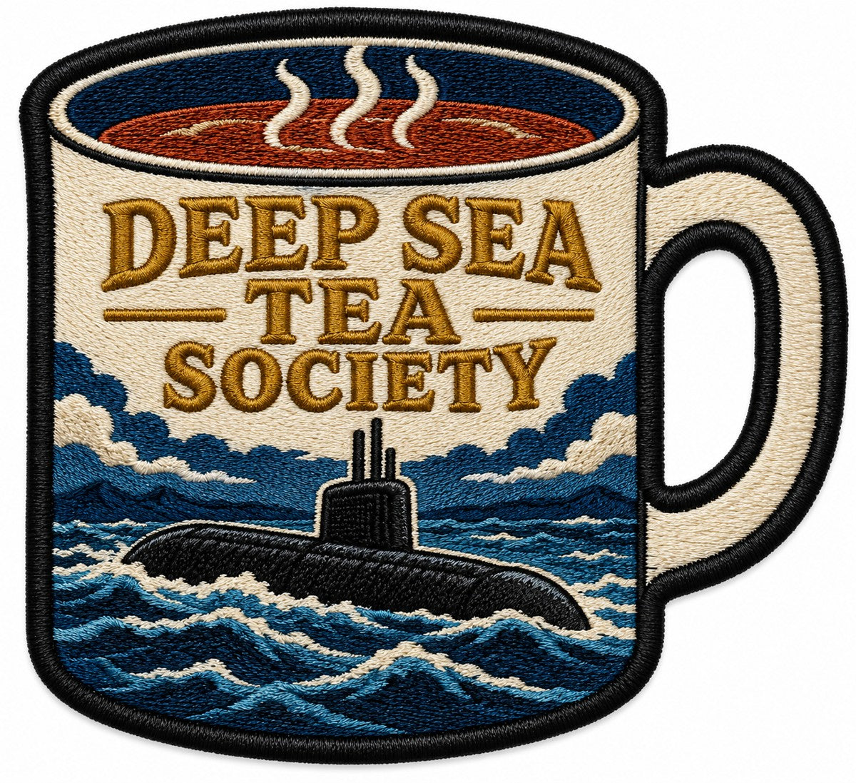 Deep Sea Tea Society embroidered patch design preview - 120mm