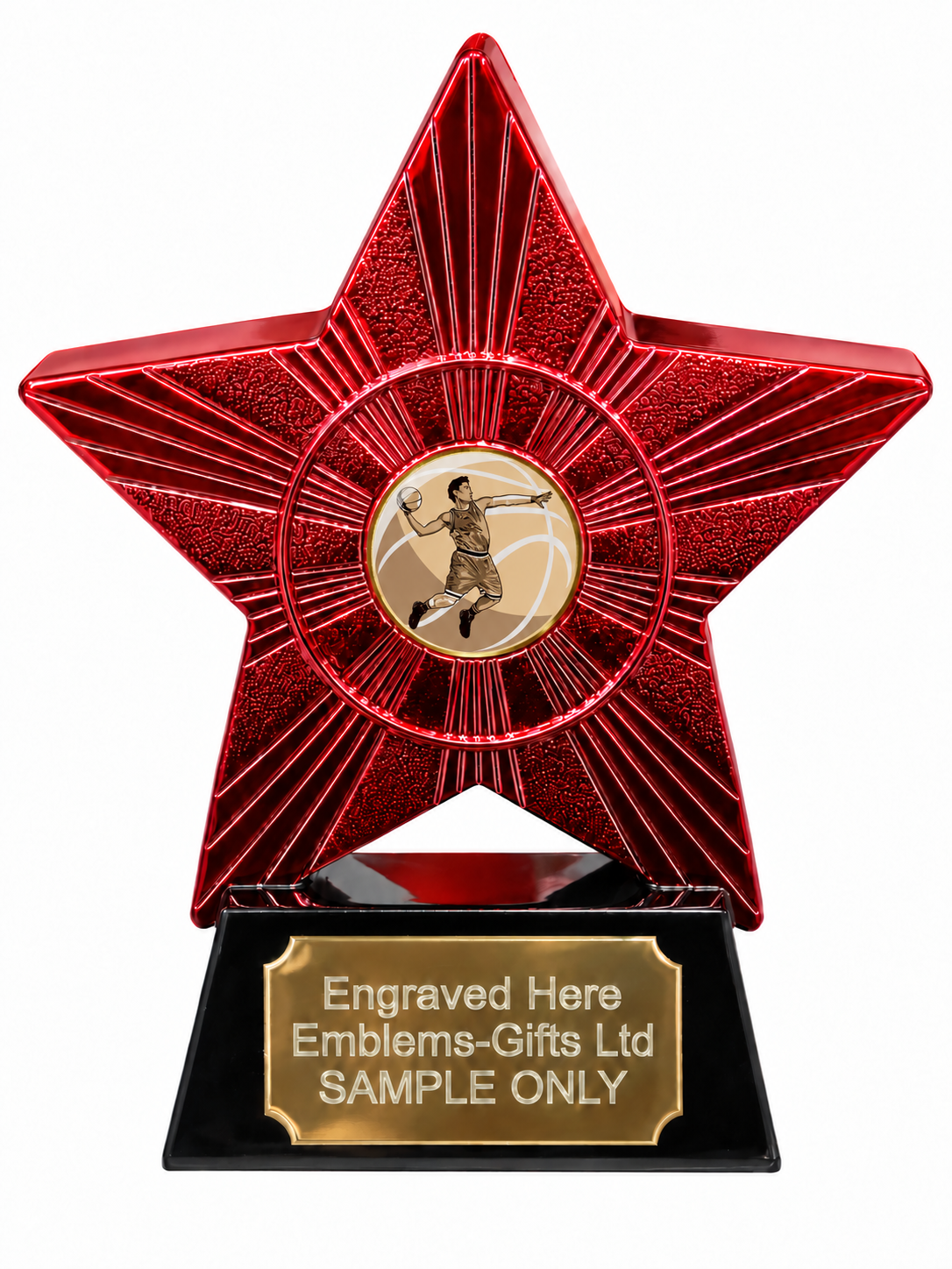 Red Superstar Basketball Player Resin Trophy 140 x 125mm (A1) with small Basketball Player centre