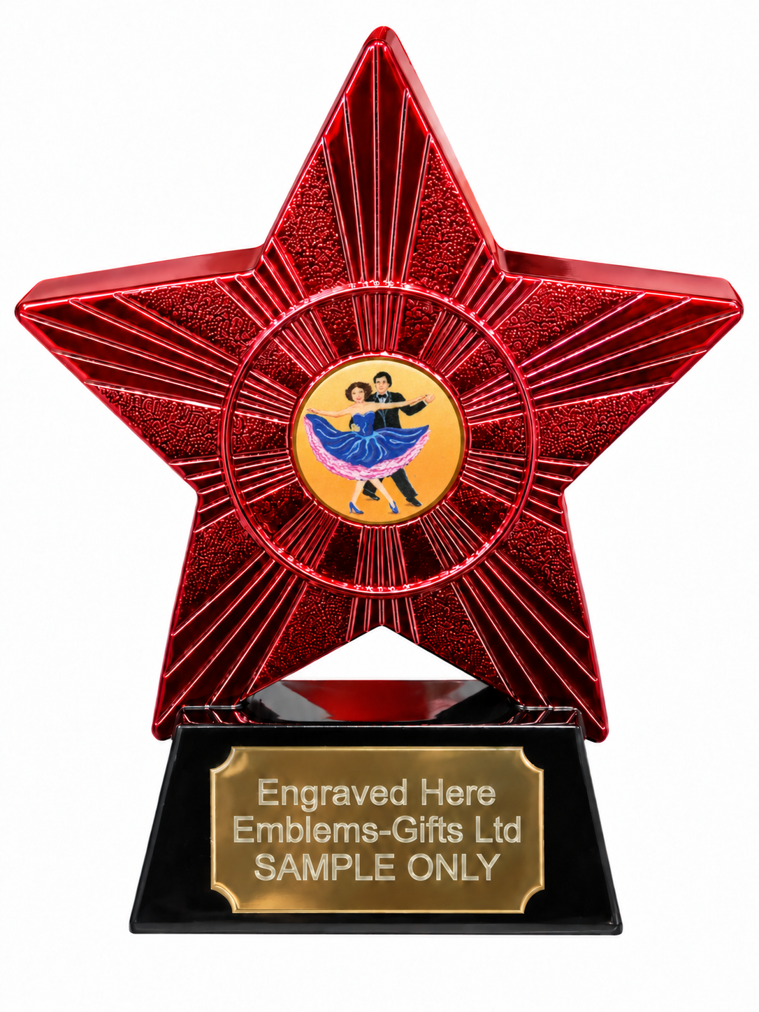 Red Superstar Ballroom Dancing Classic Resin Trophy 140 x 125mm (A1) with small Ballroom Dancing Classic centre