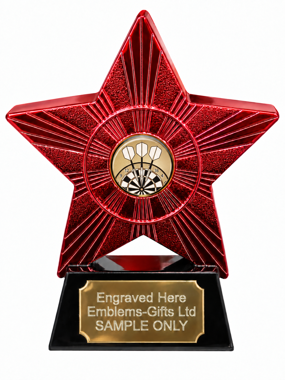 Red Superstar Darts Classic Resin Trophy 140 x 125mm (A1) with small Darts Classic centre