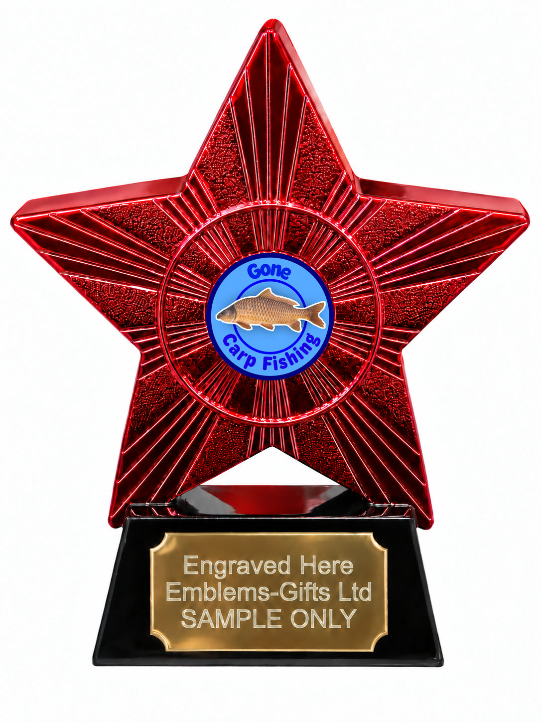 Red Superstar Gone Carp Fishing Resin Trophy 140 x 125mm (A10)