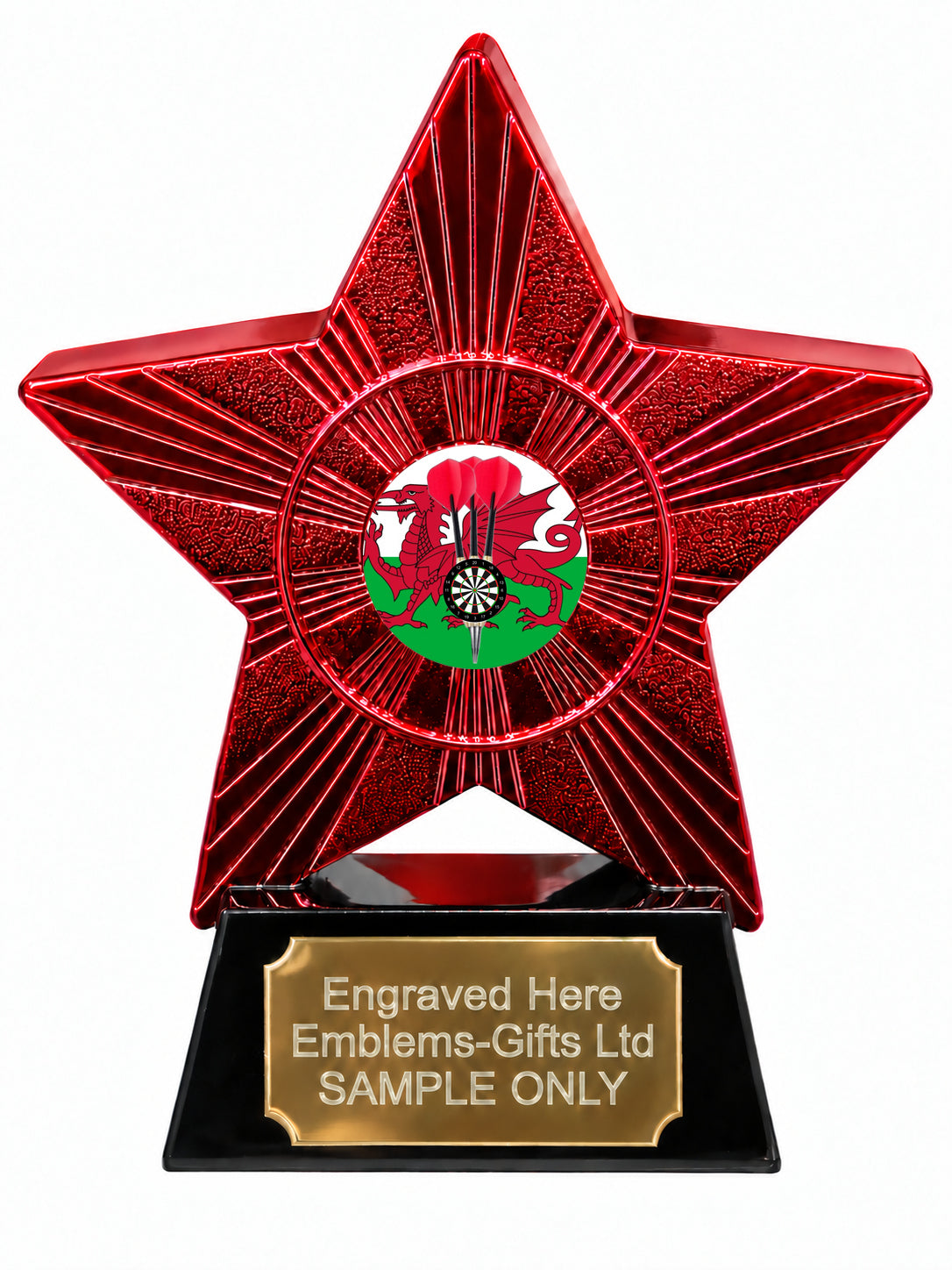Red Superstar Wales Darts Resin Trophy 140 x 125mm (A11)