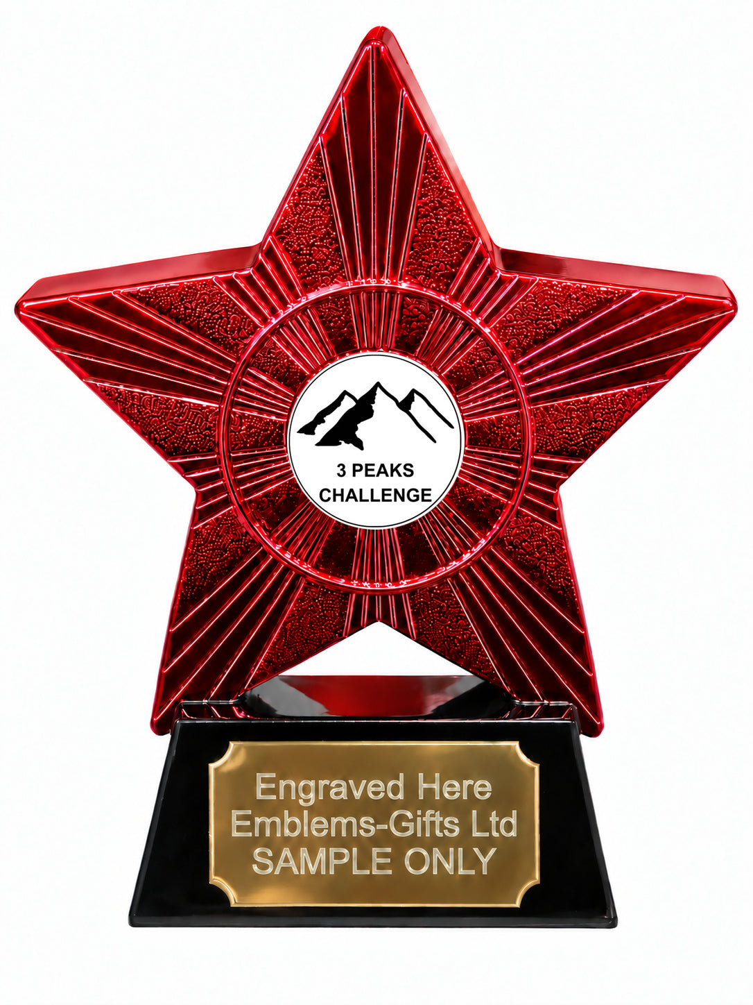 Red Superstar 3 Peaks Challenge Resin Trophy 140 x 125mm (A12)