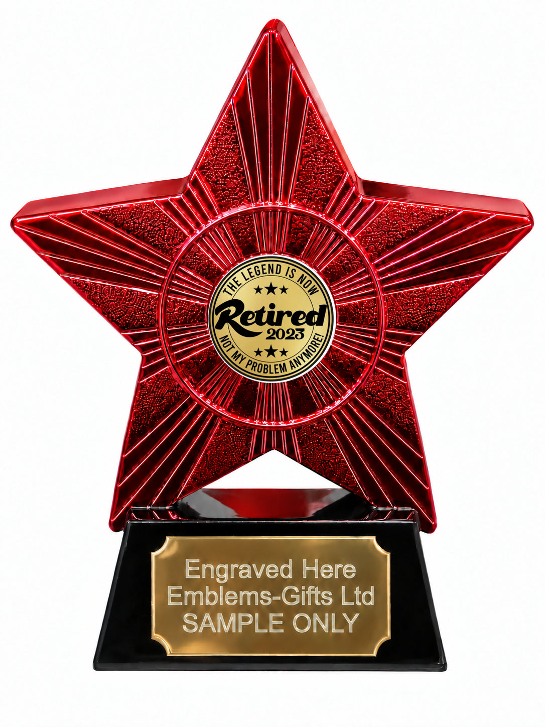Red Superstar The Legend Is Now Retired 2023 Resin Trophy 140 x 125mm (A12)
