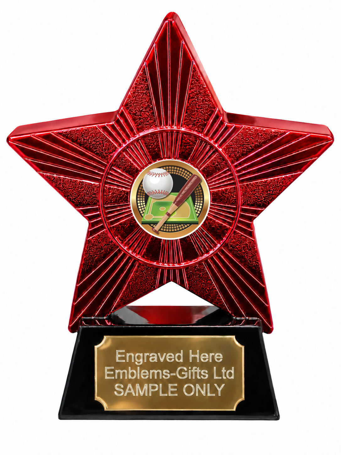 Red Superstar Baseball Resin Trophy 140 x 125mm (A12)