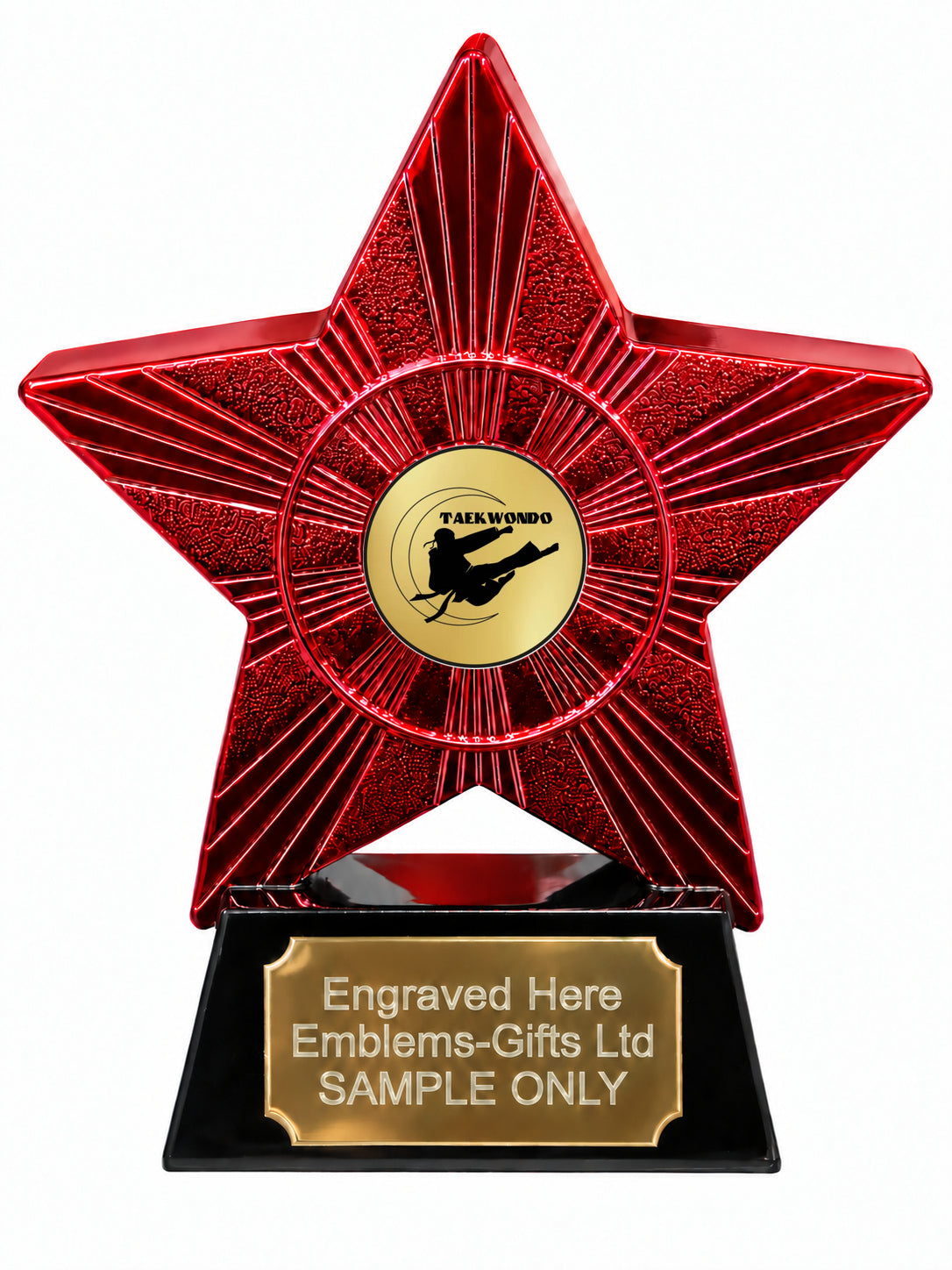Red Superstar Taekwondo Resin Trophy 140 x 125mm (A13)