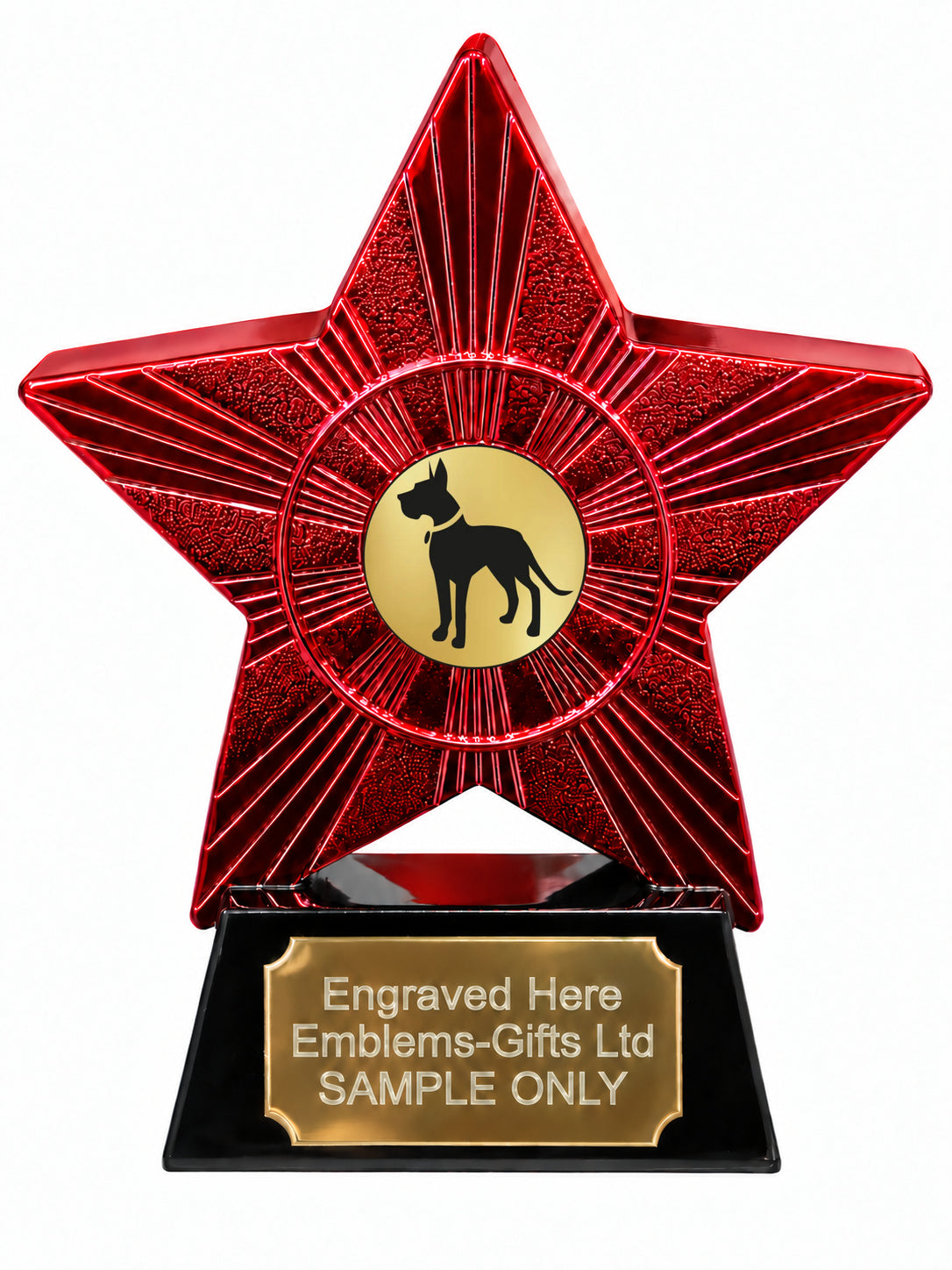 Red Superstar Great Dane Silhouette Resin Trophy 140 x 125mm (A14)