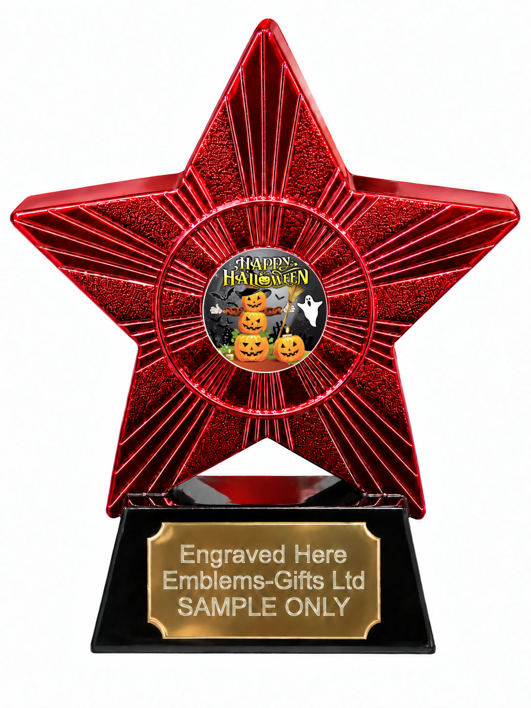 Red Superstar Happy Halloween Pumpkins Resin Trophy 140 x 125mm (A14)