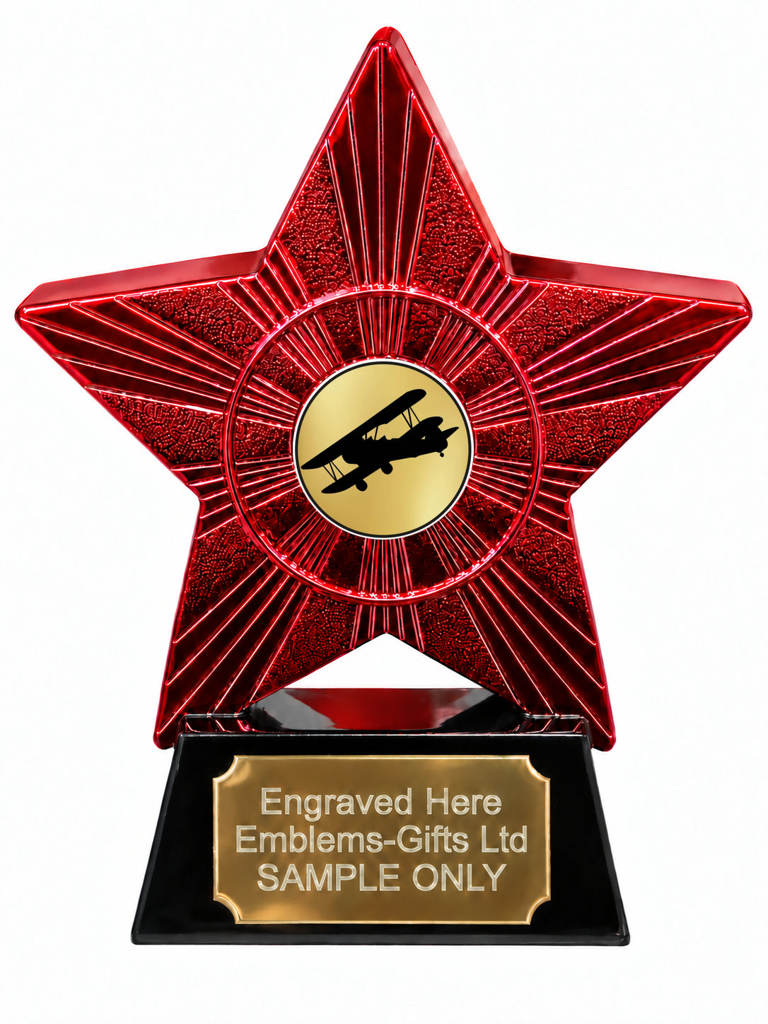 Red Superstar Biplane Resin Trophy 140 x 125mm (A14)