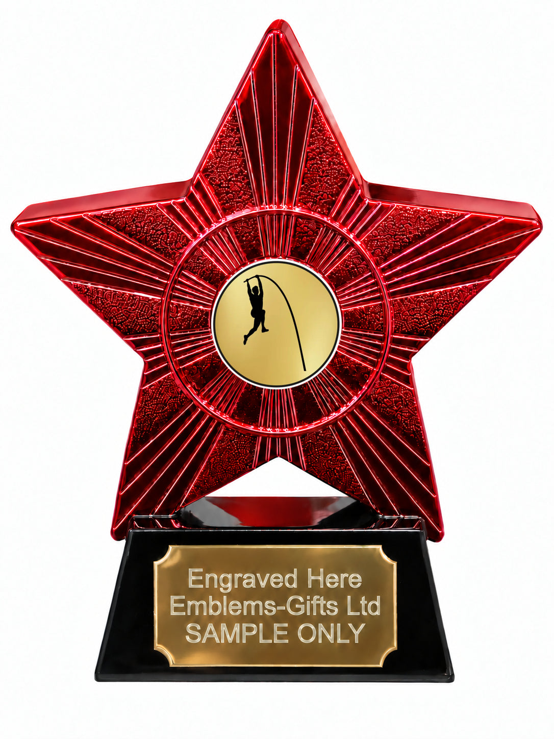 Red Superstar Pole Vault Resin Trophy 140 x 125mm (A15)